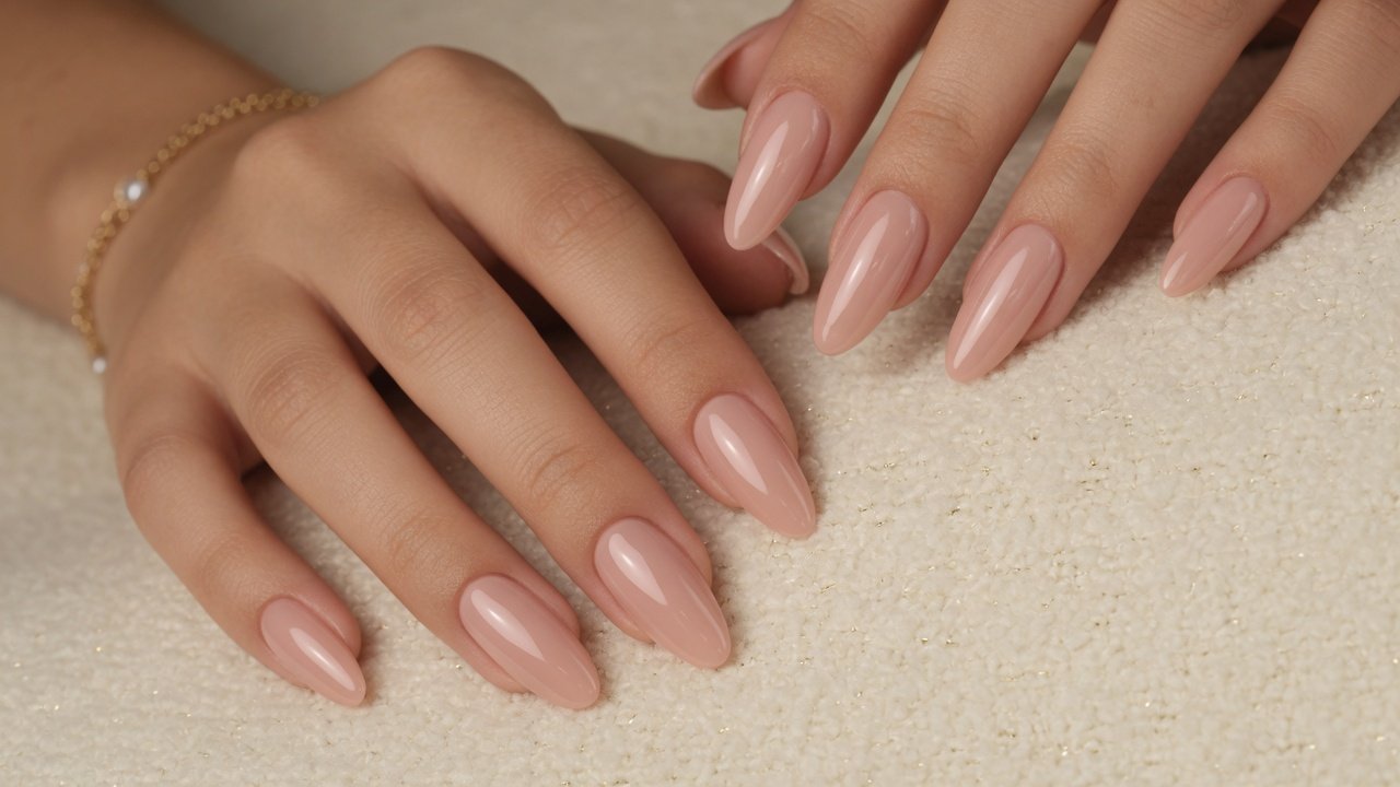 Soft nude gel manicure